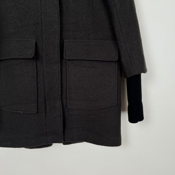 SOIA & KYO Karine Wool Parka Jacket Winter Coat Snow Long Hooded Casual Everyday - Picture 9 of 11